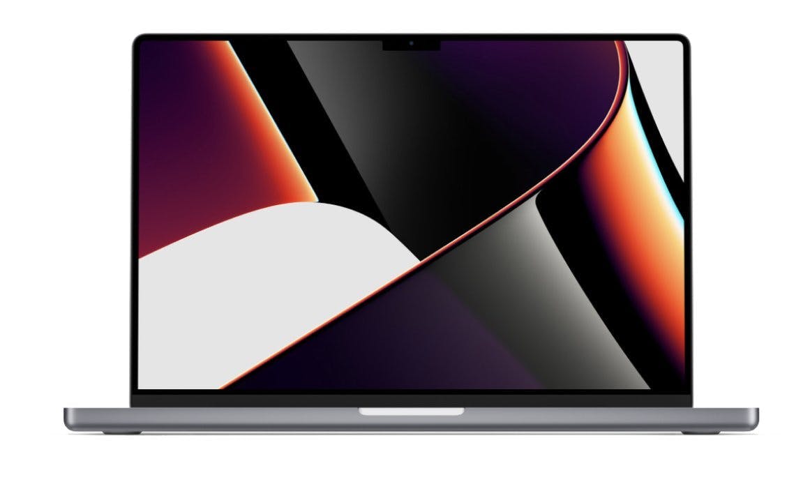 Macbook computer with abstract image background